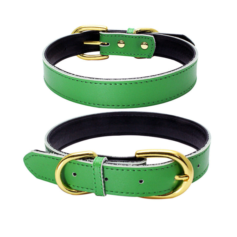 Cowhide Leather Dog Collar, 9 colors