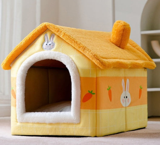 Foldable Enclosed Dog House Bed, Sleep Villa, Kennel Removable Nest