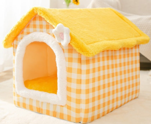 Foldable Enclosed Dog House Bed, Sleep Villa, Kennel Removable Nest