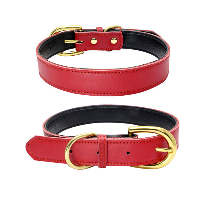 Cowhide Leather Dog Collar, 9 colors