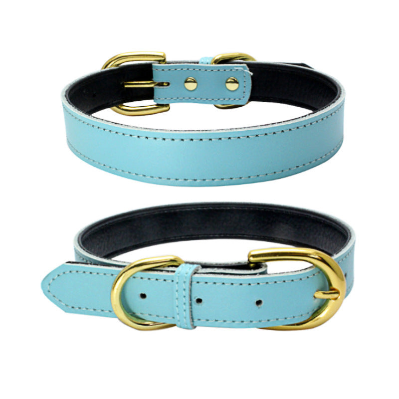 Cowhide Leather Dog Collar, 9 colors