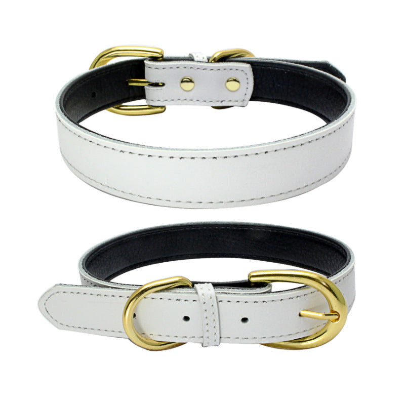 Cowhide Leather Dog Collar, 9 colors