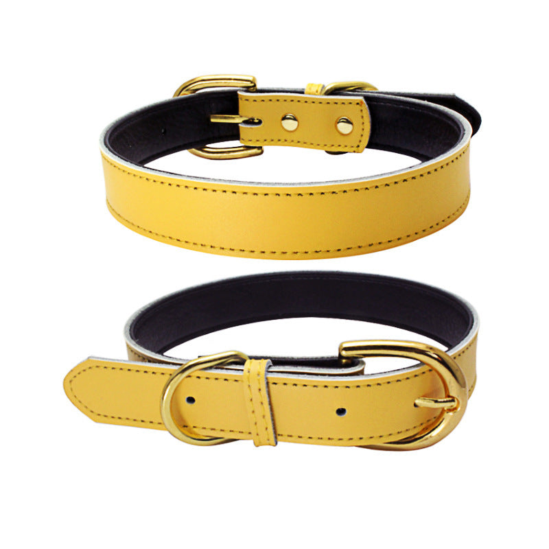 Cowhide Leather Dog Collar, 9 colors