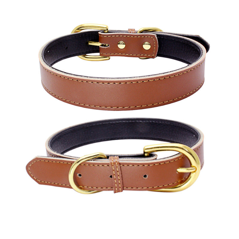 Cowhide Leather Dog Collar, 9 colors
