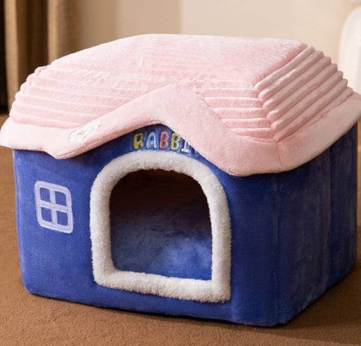 Foldable Enclosed Dog House Bed, Sleep Villa, Kennel Removable Nest