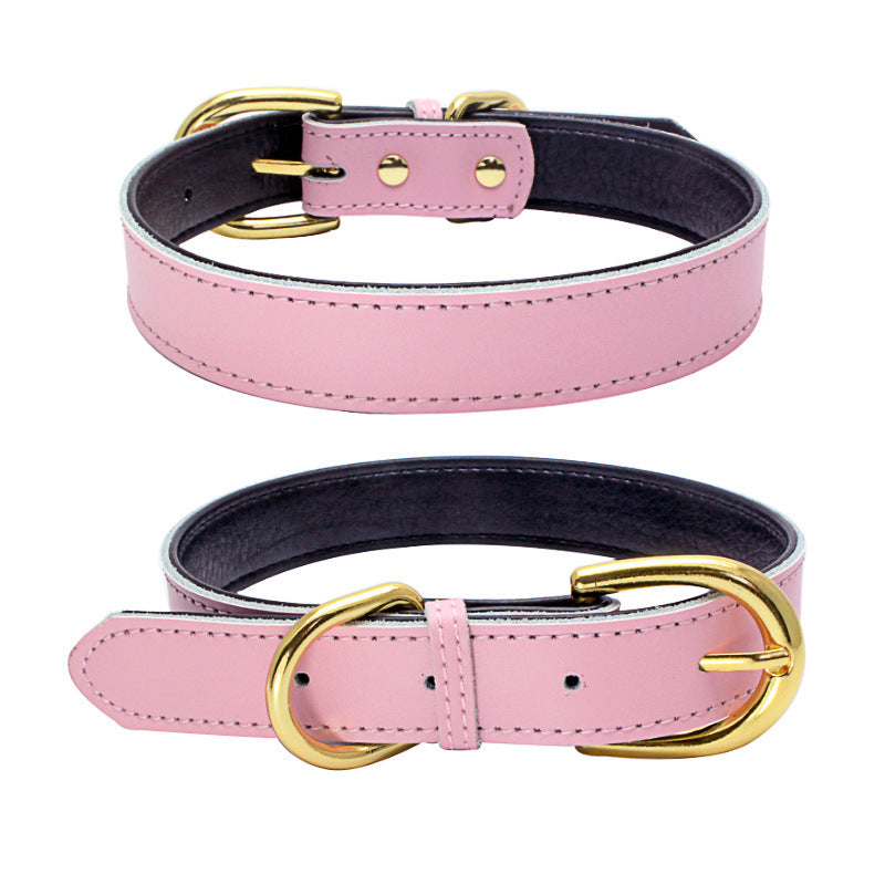Cowhide Leather Dog Collar, 9 colors