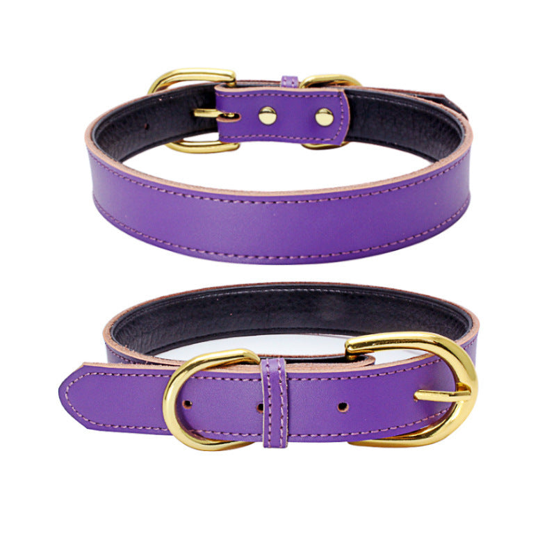 Cowhide Leather Dog Collar, 9 colors