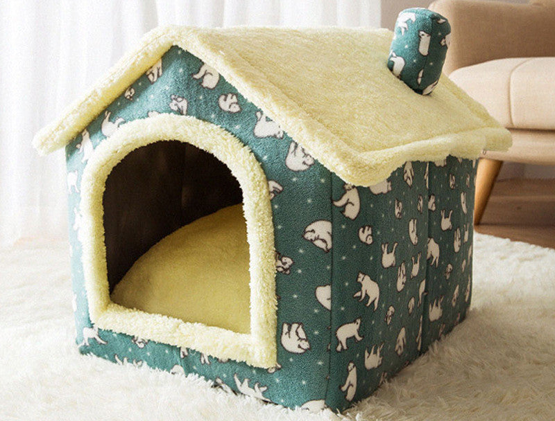 Foldable Enclosed Dog House Bed, Sleep Villa, Kennel Removable Nest