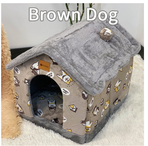 Foldable Enclosed Dog House Bed, Sleep Villa, Kennel Removable Nest