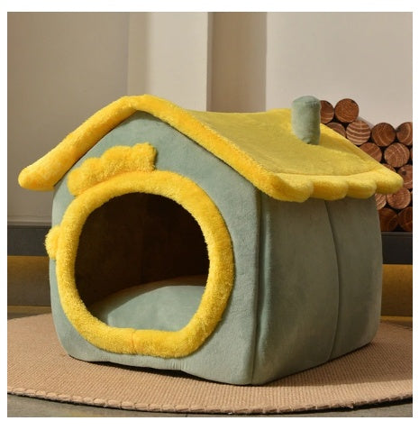Foldable Enclosed Dog House Bed, Sleep Villa, Kennel Removable Nest